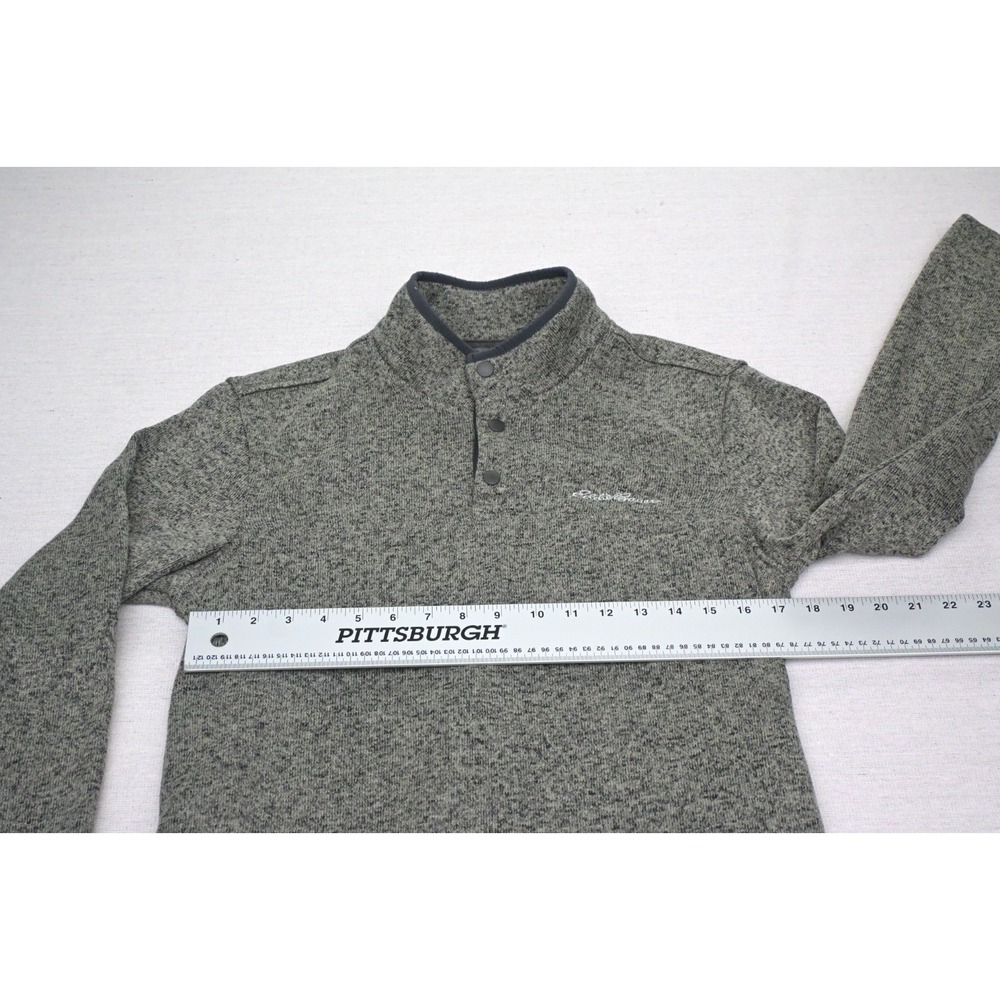 Eddie Bauer Mens M Radiator Fleece Snap Mock Neck Pullover Grey Long Sleeve Soft - Picture 2 of 8